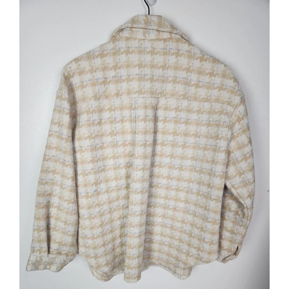 Sadie & Sage Women's Sz. S Tan/Ivory/Grey Heavy Shirt Jacket - Picture 5 of 5